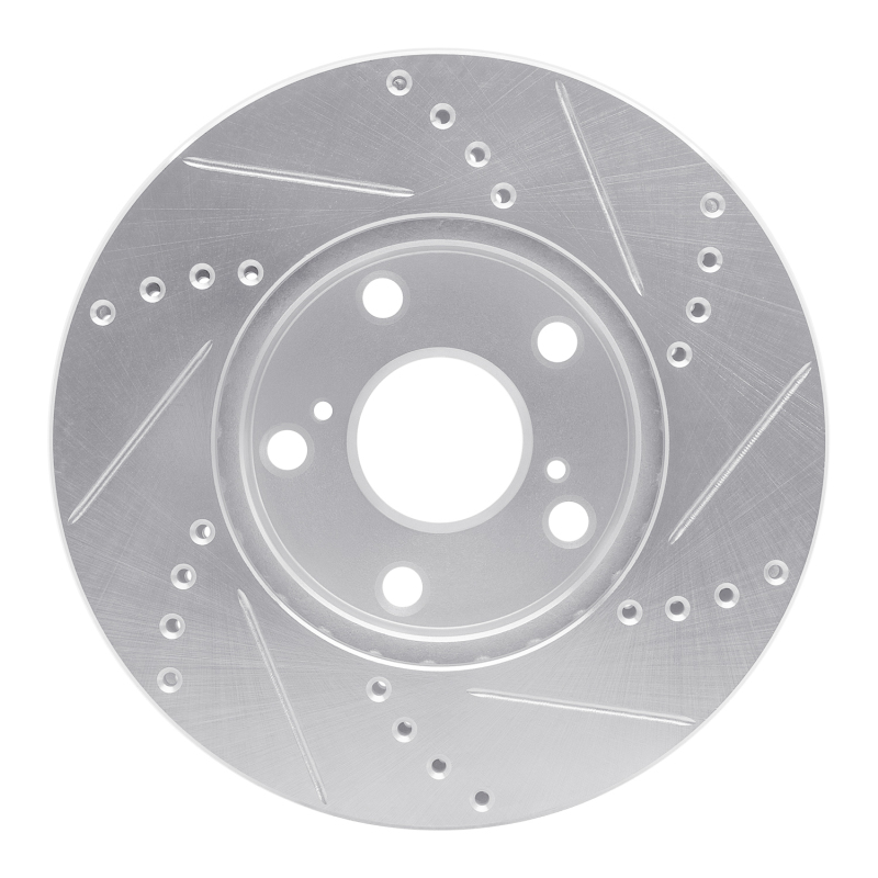 Lexus ES300 Brake Rotor (1) - Front Left - R1 Concepts - Drilled & Slotted - Silver - `92-`06